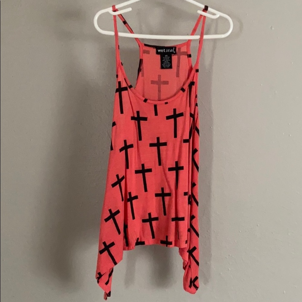 Pink tank with crosses
